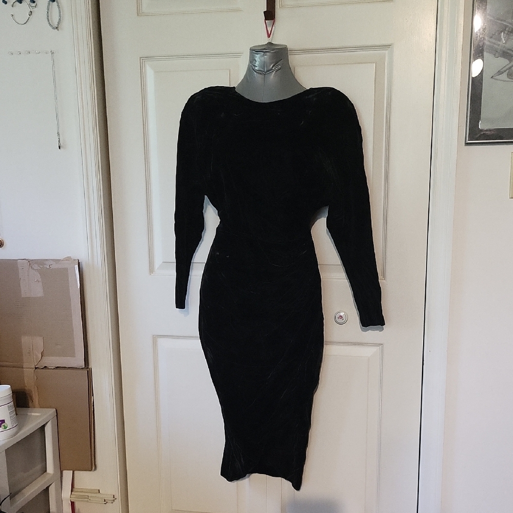 Vintage Datiani Black Velvet Dress